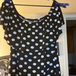 Women’s ruffled neck line polka dot blouse